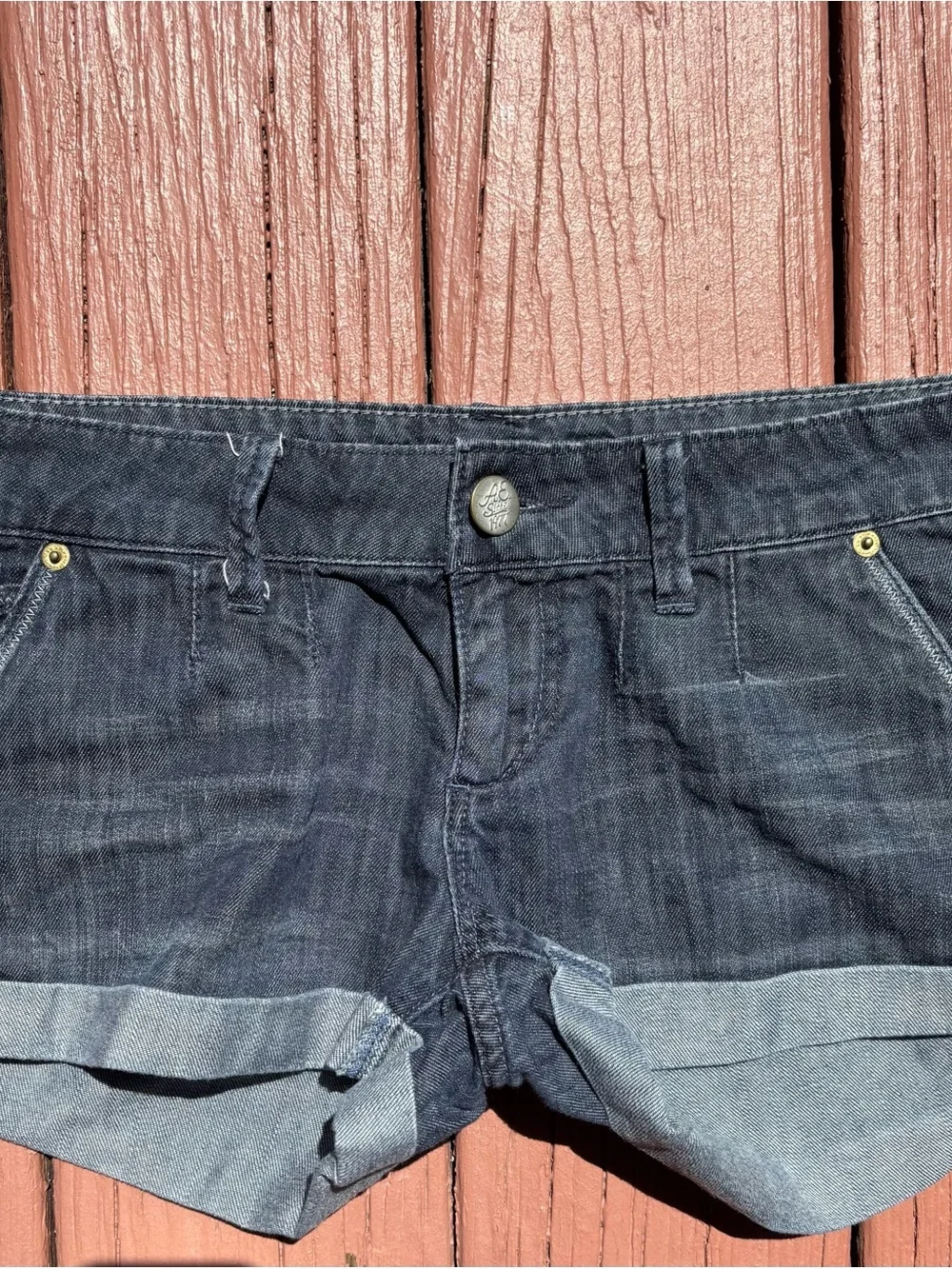 Y2K American Eagle Outfitters mini Dark Blue Denim Jean Shorts size 4 low rise